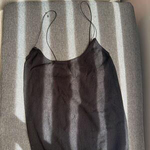 Black Ribbed Spaghetti Strap Tank one piece